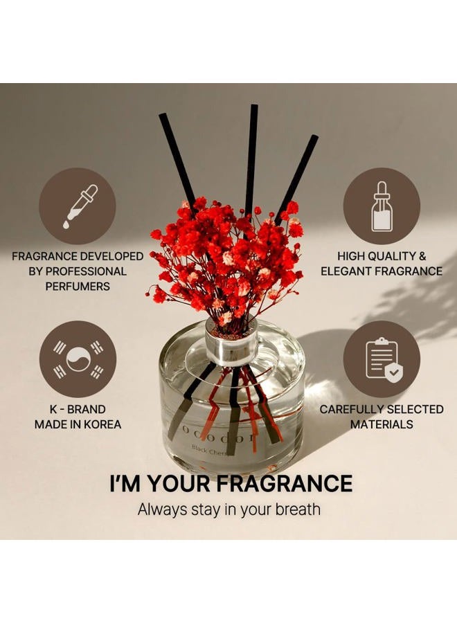 Cocodor Preserved Real Flower Reed Diffuser/Black Cherry / 6.7oz(200ml) / 1 Pack/Reed Diffuser Set, Oil Diffuser & Reed Diffuser Sticks, Home Decor & Office Decor, Fragrance and Gifts - Image 2