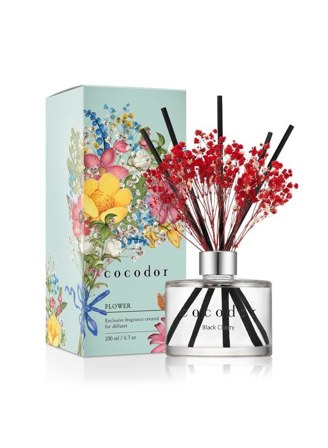 Cocodor Preserved Real Flower Reed Diffuser/Black Cherry / 6.7oz(200ml) / 1 Pack/Reed Diffuser Set, Oil Diffuser & Reed Diffuser Sticks, Home Decor & Office Decor, Fragrance and Gifts - Image 1