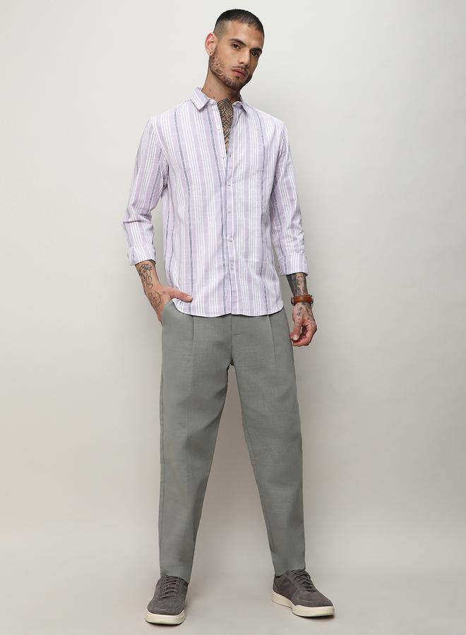 كامبوس سوترا قميص كامبس سوترا بقصة عادية وياقة رفيعة مخططة - Image 4