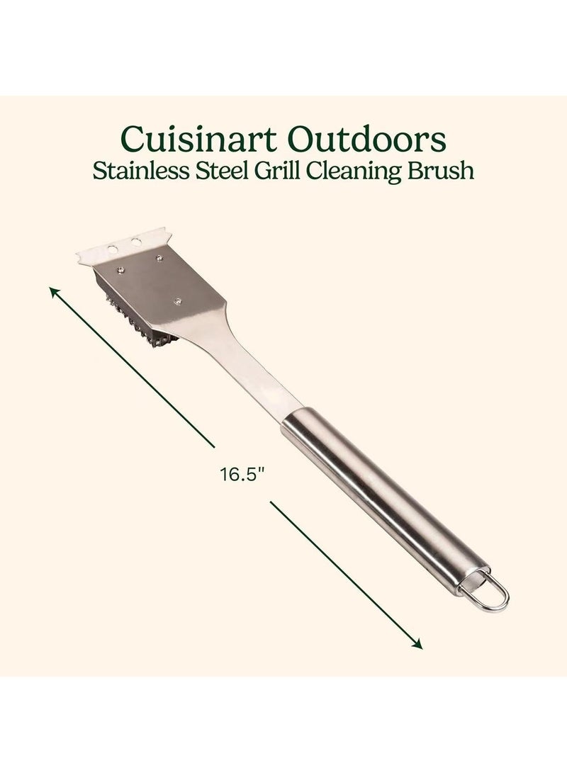 Cuisinart Grill Brush and Scraper for Barbecue, Grill Brush for Outdoor Grill with Extended, Large and Replaceable Stainless Steel Bristles Head, No Scratch for BBQ Grill Brush for Any Grill (Silver)  - Image 2