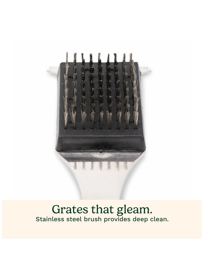 Cuisinart Grill Brush and Scraper for Barbecue, Grill Brush for Outdoor Grill with Extended, Large and Replaceable Stainless Steel Bristles Head, No Scratch for BBQ Grill Brush for Any Grill (Silver)  - Image 3