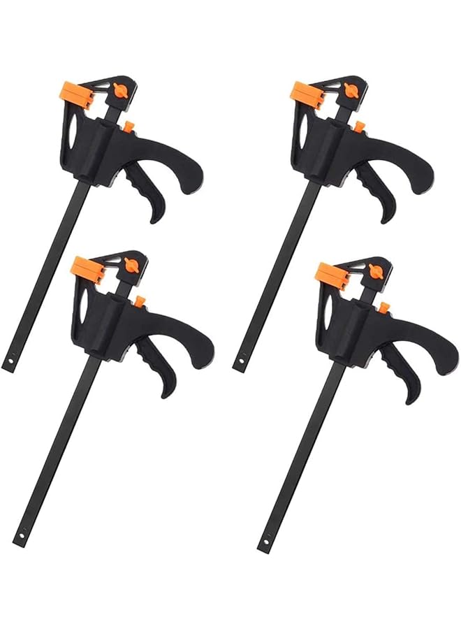 PROMASS Wood Clamps 4 Pack Ratchet Bar Clamps for Woodwork One Handed Easily Relese F Clamps for Woodworking Spring Clamp Micro Clamp Clamps Heavy Duty Quick Slide Wood Clamp Set  - Image 1