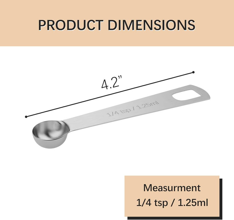 BERYLER 1PCS 1/4tsp (1.25ml) Single Measuring Spoon, Stainless Steel Individual Teaspoons Only - Image 2