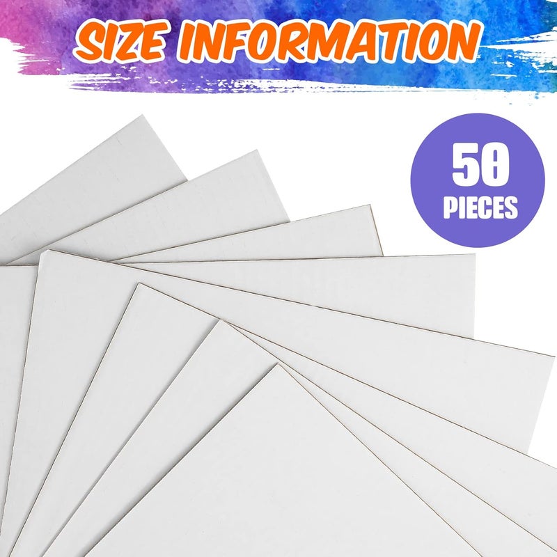 Zonon 50 Pack Corrugated Cardboard Sheets Flat Inserts Squares Separators for Art Projects DIY Crafts Supplies (White, 11 x 8.7 Inch) - Image 2