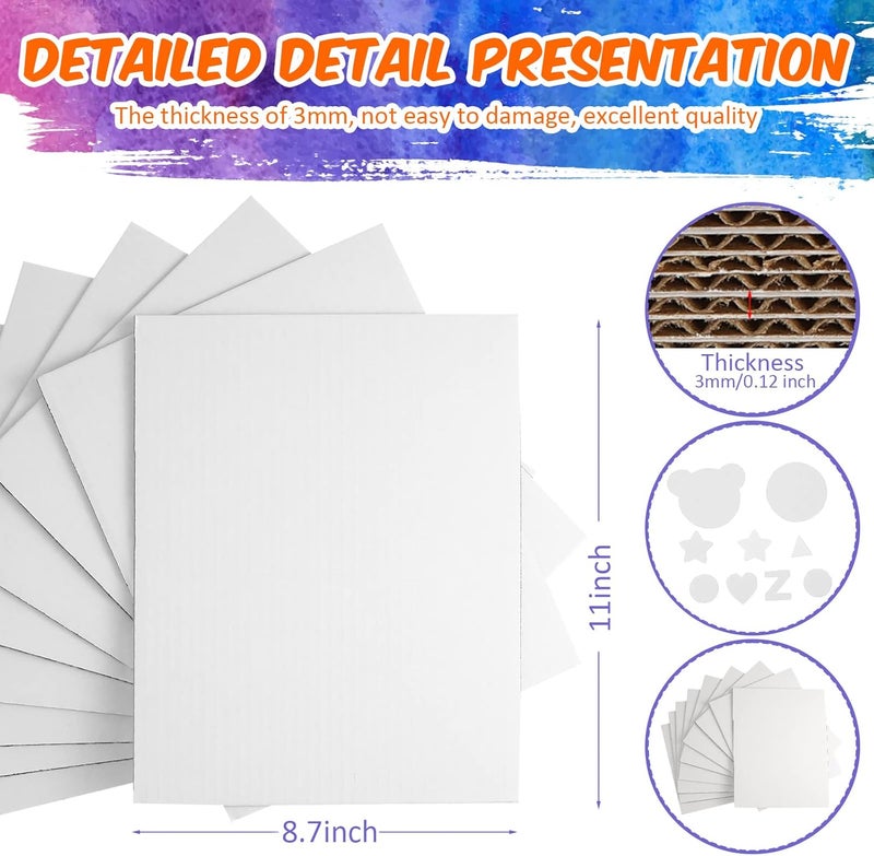 Zonon 50 Pack Corrugated Cardboard Sheets Flat Inserts Squares Separators for Art Projects DIY Crafts Supplies (White, 11 x 8.7 Inch) - Image 3