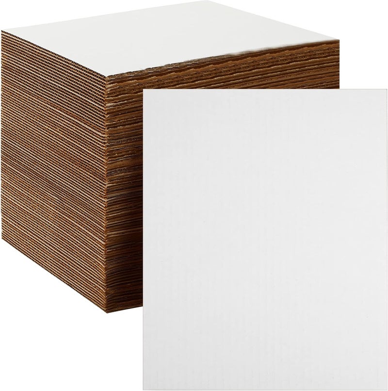 Zonon 50 Pack Corrugated Cardboard Sheets Flat Inserts Squares Separators for Art Projects DIY Crafts Supplies (White, 11 x 8.7 Inch) - Image 1