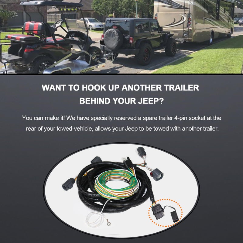 CARROFIX مجموعة توصيل الأسلاك المخصصة CARROFIX 4 طرق للمركبات المقطورة RV لتوصيل سيارة جيب رانجلر JK من 2007-2018 - 58903 موصل سلك المصباح الخلفي - Image 4