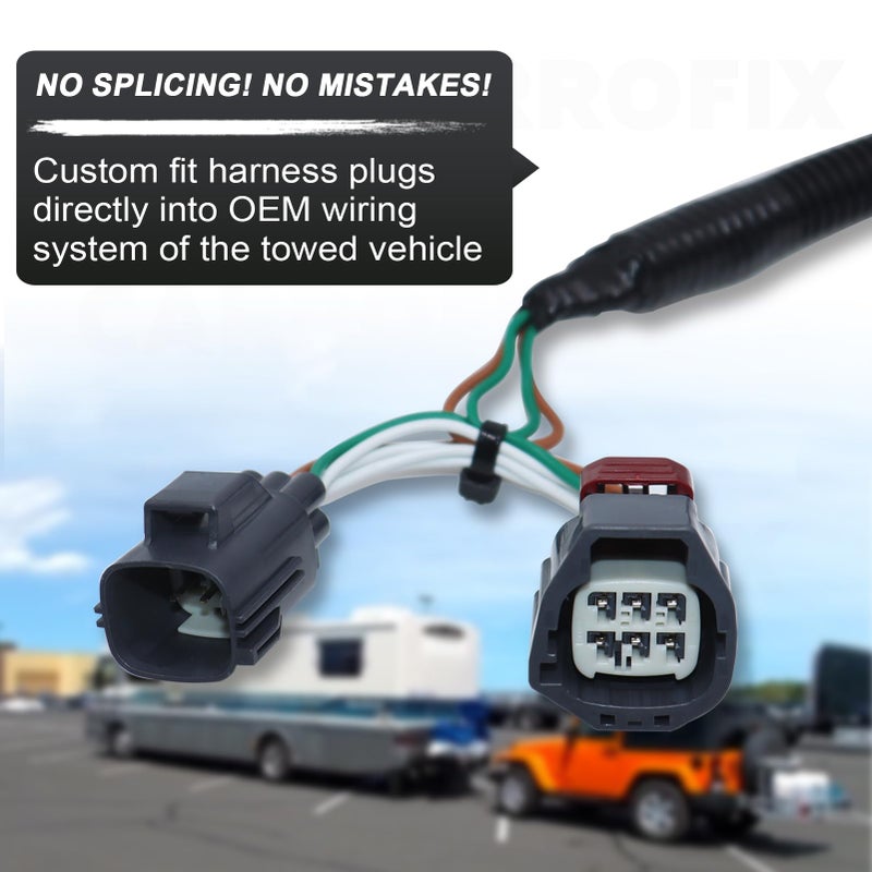 CARROFIX مجموعة توصيل الأسلاك المخصصة CARROFIX 4 طرق للمركبات المقطورة RV لتوصيل سيارة جيب رانجلر JK من 2007-2018 - 58903 موصل سلك المصباح الخلفي - Image 3