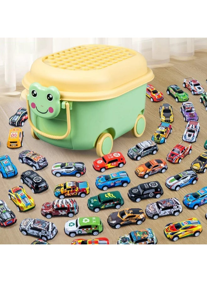 50PCS Mini Die-Cast Pull Back Cars Set with Storage Box – Colorful Metal Racing Cars for Kids - Image 1