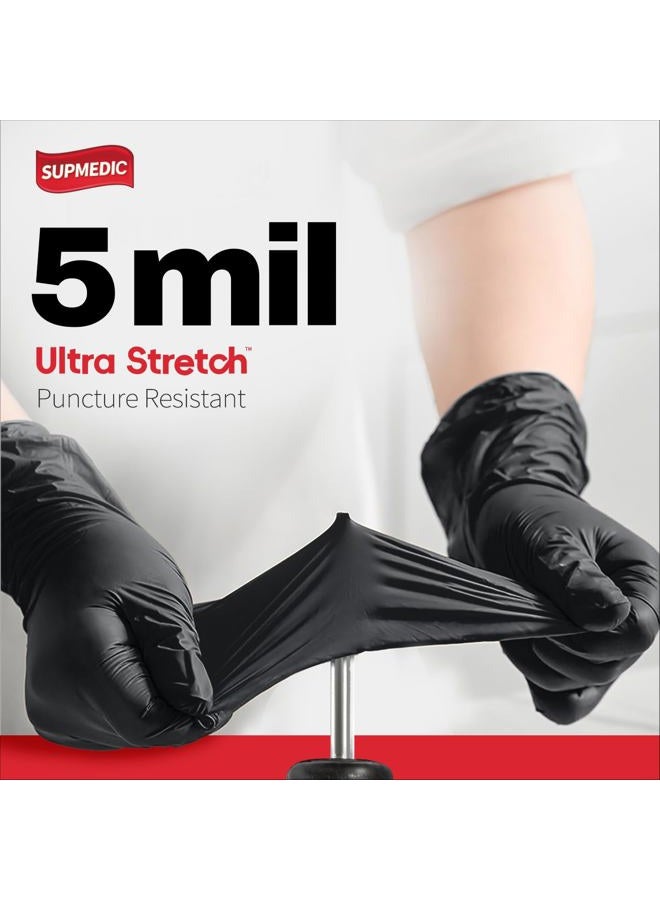 Supmedic Black Nitrile Exam Glove, 5 mil Powder-Free Latex-Free Disposable Gloves, Box of 100 pcs (Large) - Image 2