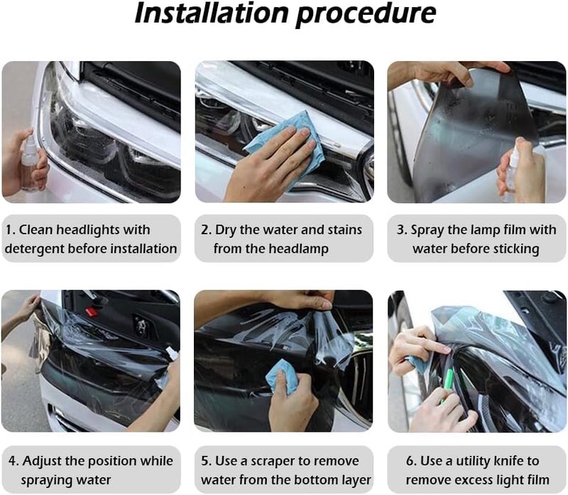 SIA VENDORS Self Adhesive Glass Car Bike Headlight Tint Headlight Auto Taillight Fog Light Vinyl Smoke Film Sheet Sticker Cover Cuttable (12" x 48" Inch, Smoke Tint) - Image 5