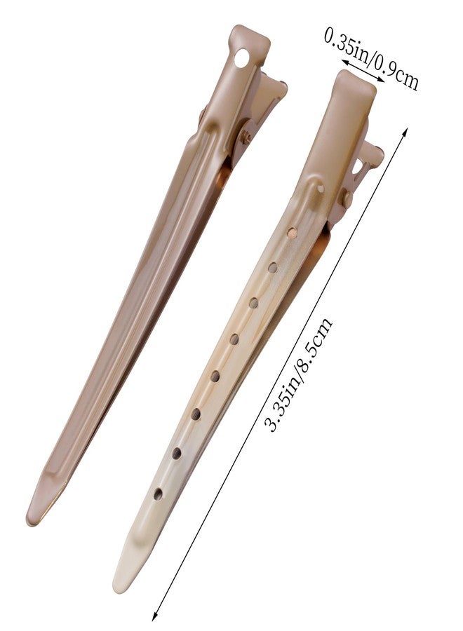 Bantoye 24 Packs Duck Bill Clips, Bantoye 3.35 Inches Rustproof Metal Alligator Curl Clips with Holes for Hair Styling, Hair Coloring, GS Brown - Image 2