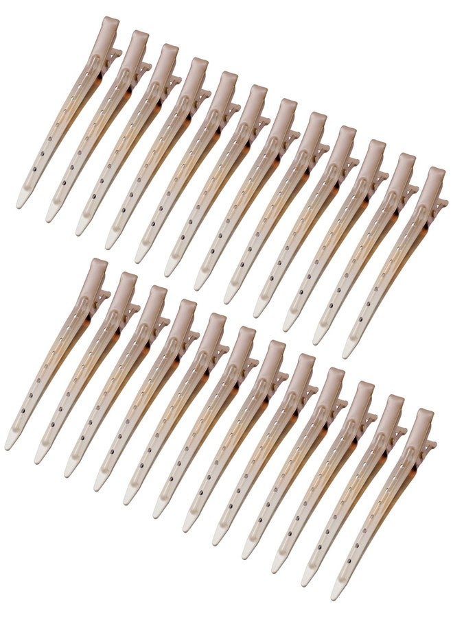 Bantoye 24 Packs Duck Bill Clips, Bantoye 3.35 Inches Rustproof Metal Alligator Curl Clips with Holes for Hair Styling, Hair Coloring, GS Brown - Image 1
