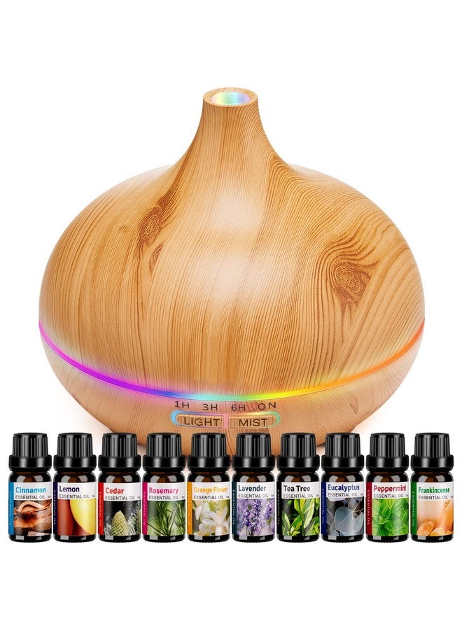 HLS 550Ml Aroma Diffusers For Essential Oils Large Room With 10 Essential Oilsultrasonic Aromatherapy Diffuser For Home Bedroom Cool Mist Humidifier Vaporizer  - Image 1