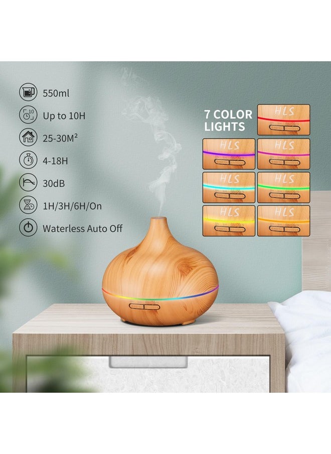 HLS 550Ml Aroma Diffusers For Essential Oils Large Room With 10 Essential Oilsultrasonic Aromatherapy Diffuser For Home Bedroom Cool Mist Humidifier Vaporizer  - Image 2