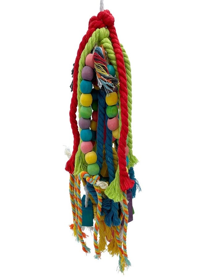 GILYGI 20.5 inch Parrot Chewing Toys - Wooden Block Tearing and Cotton Rope Toys for Medium Large Extra Large Parrot Conures African Grey Amazon Cockatoo and Macaw - Image 2