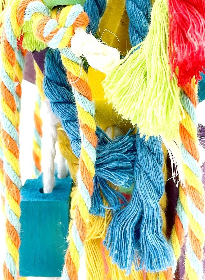 GILYGI 20.5 inch Parrot Chewing Toys - Wooden Block Tearing and Cotton Rope Toys for Medium Large Extra Large Parrot Conures African Grey Amazon Cockatoo and Macaw - Image 4