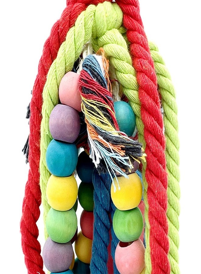 GILYGI 20.5 inch Parrot Chewing Toys - Wooden Block Tearing and Cotton Rope Toys for Medium Large Extra Large Parrot Conures African Grey Amazon Cockatoo and Macaw - Image 3