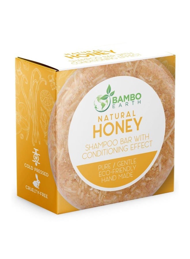 BAMBOEARTH Solid Shampoo Bar And Conditioner Effect Hair Soap – 100% Organic Shampoo Bars For Hair With All Natural Plant Based Essential Oils And Zero Waste Biodegradable Packaging (Honey) - Image 1