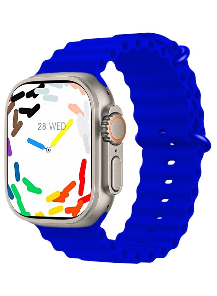 T8000 Smart Watch, BIG INFINITE DISPLAY, Wireless Charging - Blue