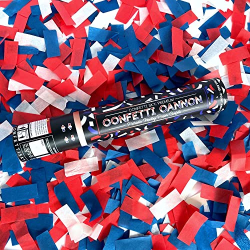 Confetti Sky [6 Pack] 12 Inch Confetti Cannons | Confetti Poppers for Wedding Celebration, Birthday Party, Pranks, Graduation, Christmas Eve and New Year Celebration (Blue,red,white) - Image 4