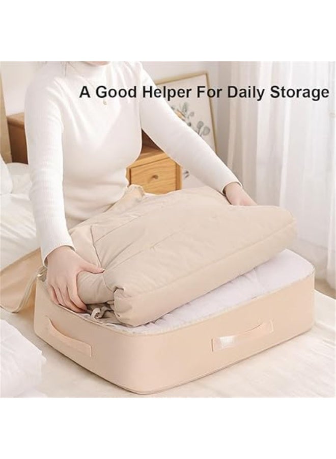 ANTOLE Ultra Space Saving Self Compression Organizer, Heavy Duty Moving Bags, Storage Tote for Comforters, Blankets, Bedding (Beige) - Image 1
