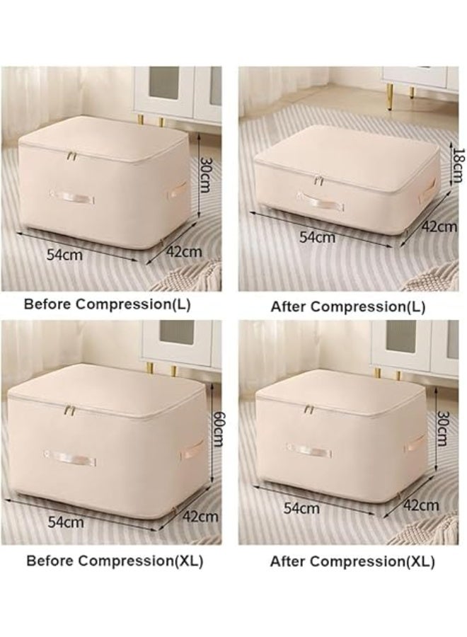 ANTOLE Ultra Space Saving Self Compression Organizer, Heavy Duty Moving Bags, Storage Tote for Comforters, Blankets, Bedding (Beige) - Image 2