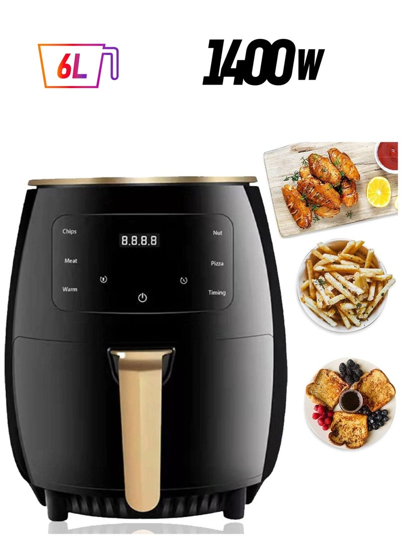SILVER CREST Air Fryer, 6L Electric Hot Air Fryers Oilless Cooker, Digital LCD Touch Screen, Nonstick Basket 