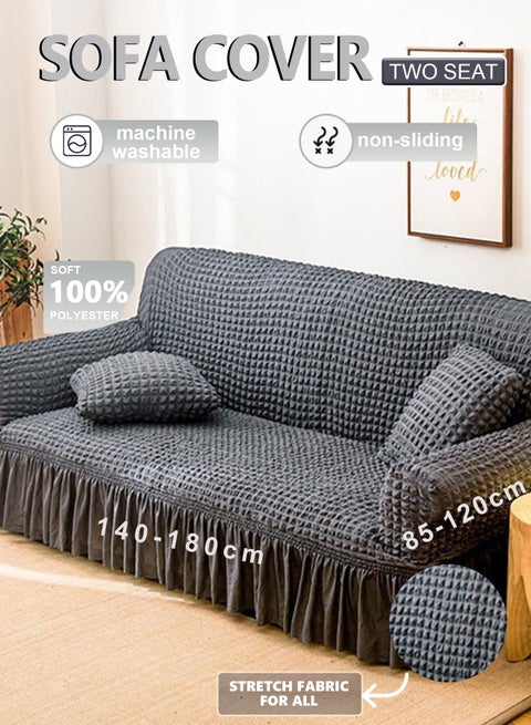 sofa cover 2 seater Super Stretchable Wrinkle-free Full Coverage Couch Slipcover Exquisitely Detailed Slip Flexible Resistant Jacquard Sofa Cover Dark Grey 100-200cm
