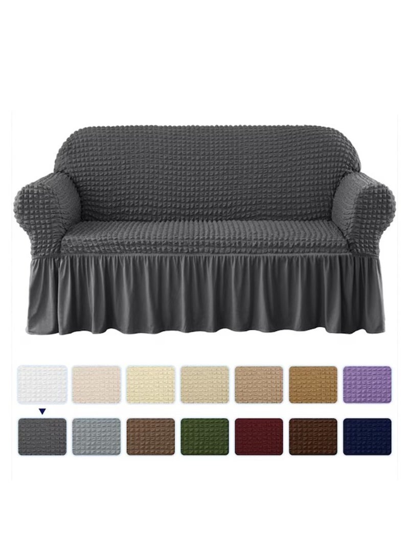 sofa cover 2 seater Super Stretchable Wrinkle-free Full Coverage Couch Slipcover Exquisitely Detailed Slip Flexible Resistant Jacquard Sofa Cover Dark Grey 100-200cm