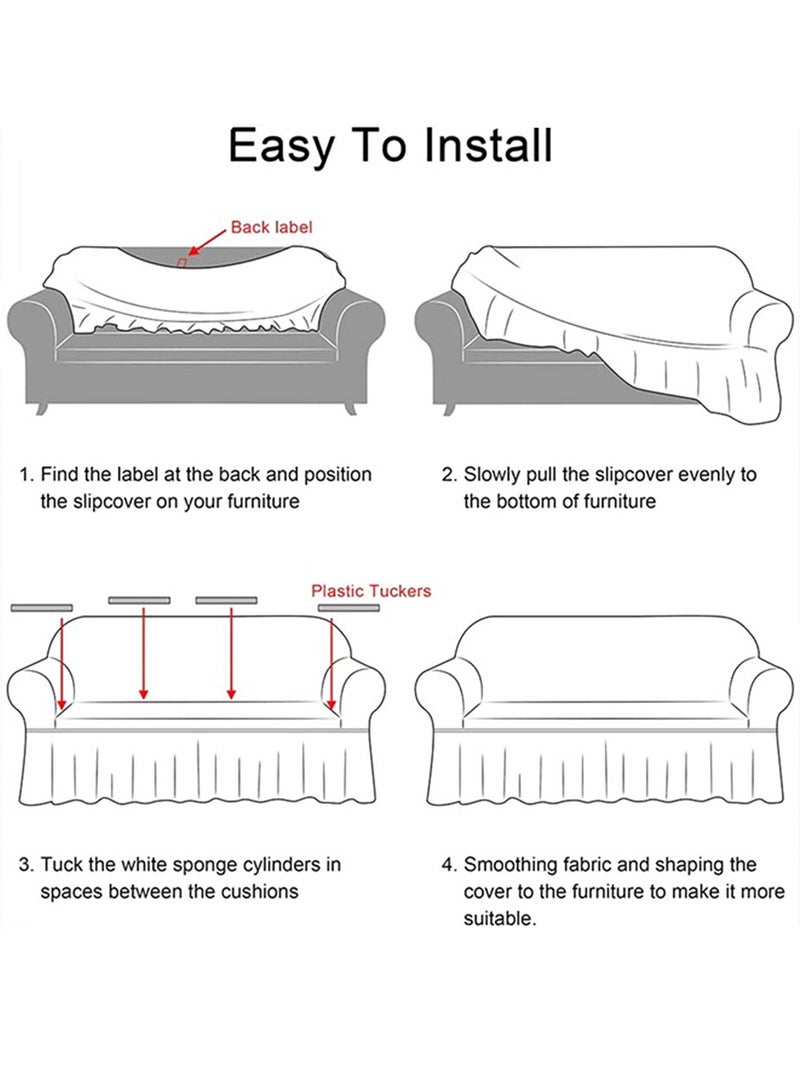 sofa cover 2 seater Super Stretchable Wrinkle-free Full Coverage Couch Slipcover Exquisitely Detailed Slip Flexible Resistant Jacquard Sofa Cover Dark Grey 100-200cm