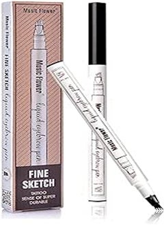 YRYM HT Waterproof Microblading Eyebrow Pen Eyebrow Pen-Liquid Eyebrow Tint Pen with Fork Tip Eyebrow Pen Creates Natural 3D Eyebrows(4#Black) 