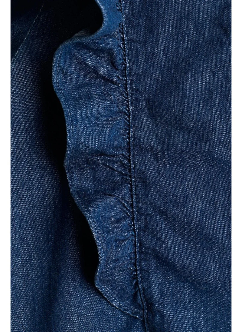 H&M Frill-trimmed denim blouse