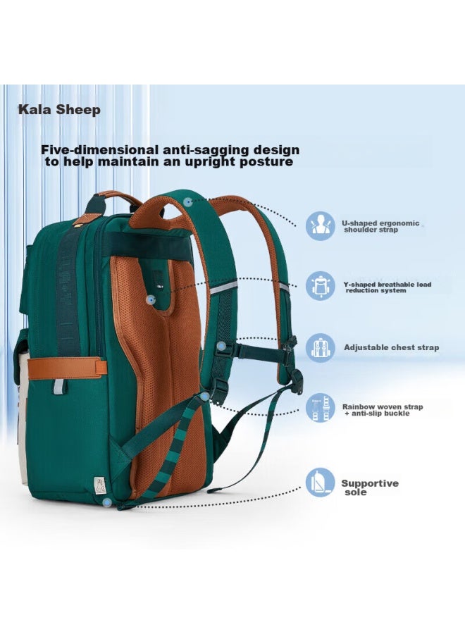 كالي Kalayou Cloud Backpack 3.0، حقيبة ظهر كبيرة السعة لطلاب المدارس المتوسطة، تخفيف العبء، حماية العمود الفقري، مقاومة للسقوط، للطلاب والطالبات، حقيبة كتف مزدوجة - Image 1
