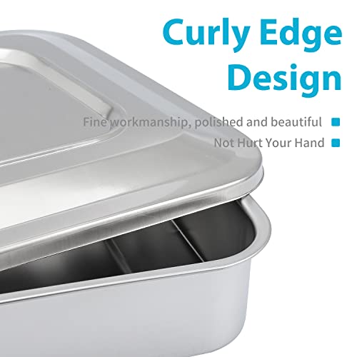 ANNWAH Medical Surgical Trays Stainless Steel Dental Instruments Tray Organizer Holder Sterilization Plate Trays Boxs with Lid & Handle Grip Large - Image 5