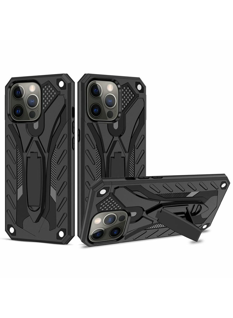 Bills iPhone 14 Pro Premium Armor Case Built-In Kickstand - Military-Grade Shockproof Protective Cover with Reinforced Corners (Black) - Image 1