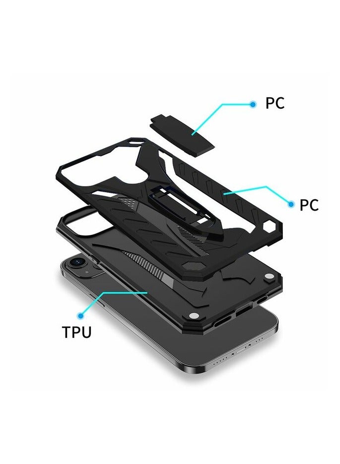 Bills iPhone 14 Pro Premium Armor Case Built-In Kickstand - Military-Grade Shockproof Protective Cover with Reinforced Corners (Black) - Image 5