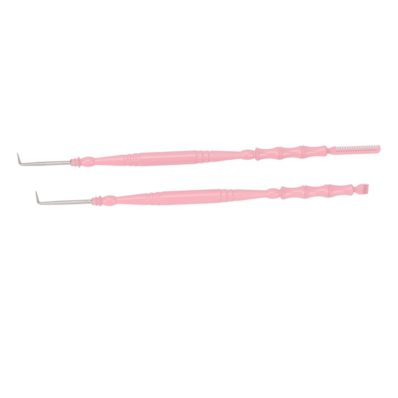 2pcs Lash Perm Tool Double Head Stainless Steel Bamboo Joint Shape Handle Lash Eyebrow Perm Separator Tool Pink - Image 4