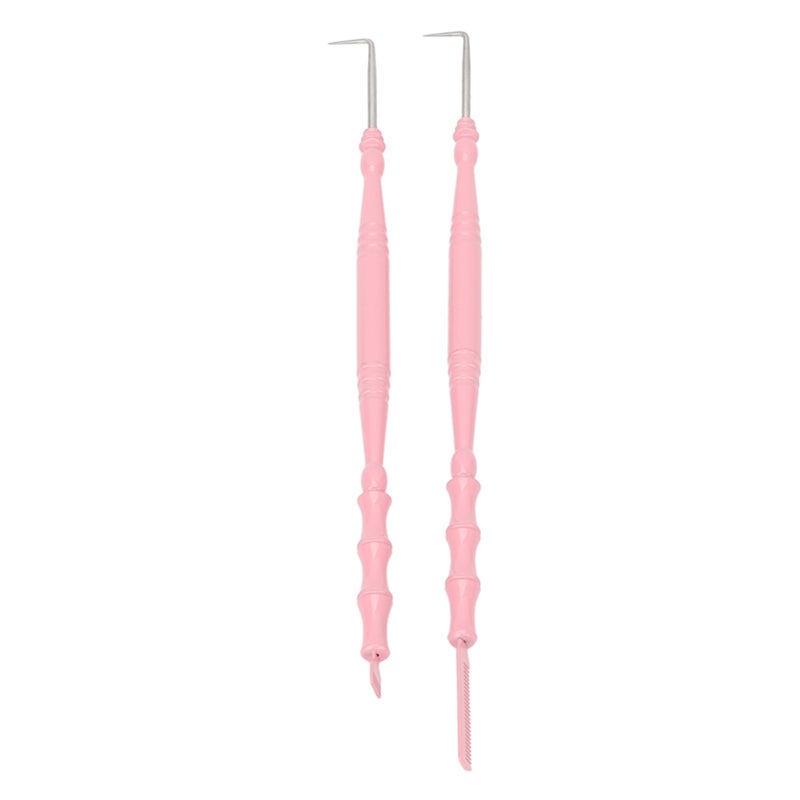 2pcs Lash Perm Tool Double Head Stainless Steel Bamboo Joint Shape Handle Lash Eyebrow Perm Separator Tool Pink - Image 2