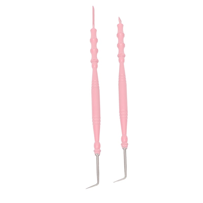 2pcs Lash Perm Tool Double Head Stainless Steel Bamboo Joint Shape Handle Lash Eyebrow Perm Separator Tool Pink - Image 3