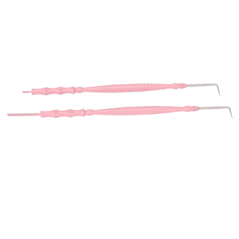 2pcs Lash Perm Tool Double Head Stainless Steel Bamboo Joint Shape Handle Lash Eyebrow Perm Separator Tool Pink - Image 5