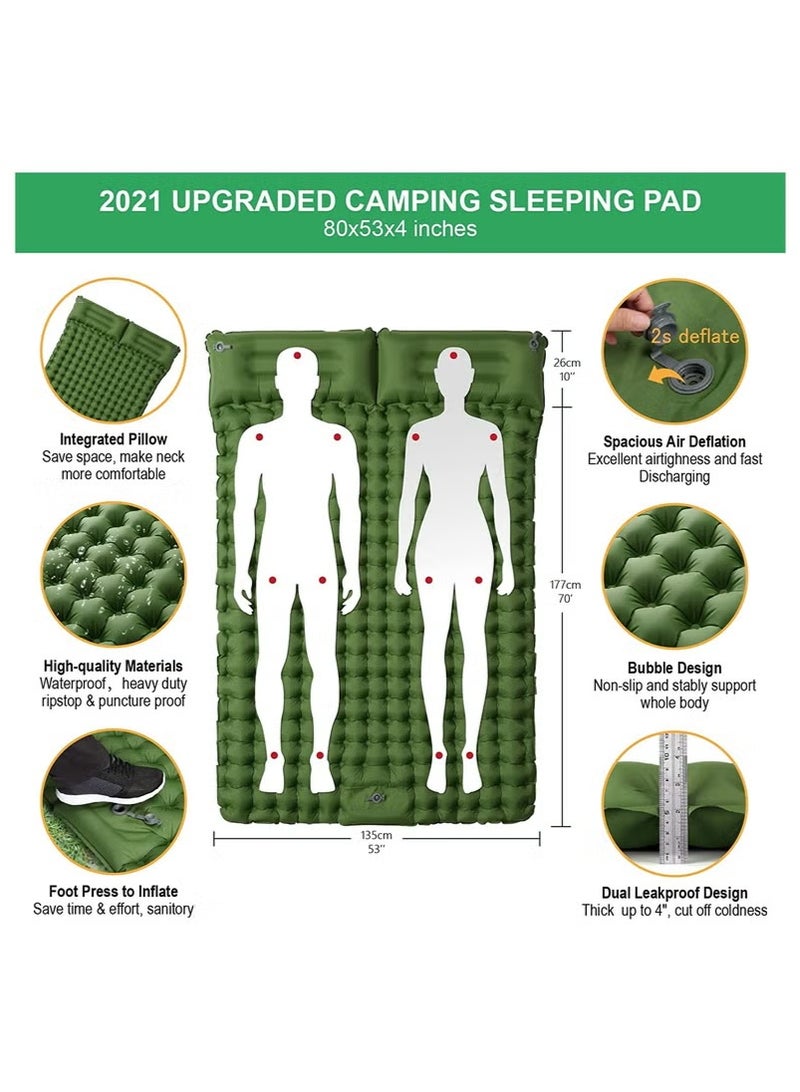 Generic Double Sleeping Pad for Camping Inflatable 2 Person Sleeping Mat with Built-in Pump, Foot Press Ultralight Extra Thick Camping Mat with Pillow for Backpacking, Traveling, Hiking, Durable and Waterproof - Image 5