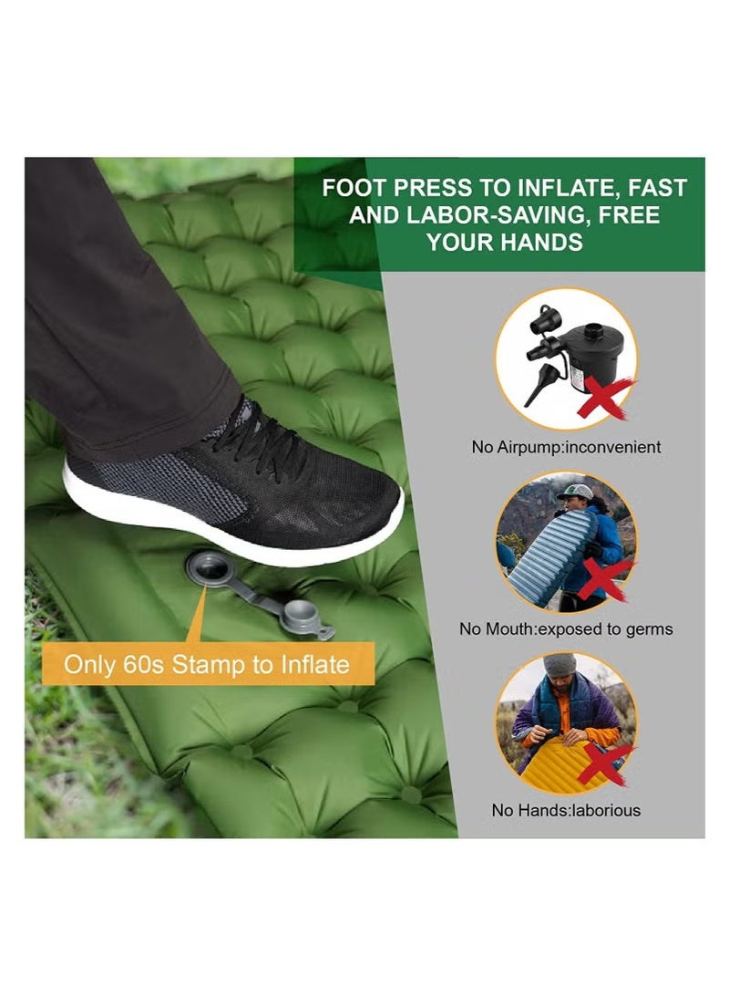 Generic Double Sleeping Pad for Camping Inflatable 2 Person Sleeping Mat with Built-in Pump, Foot Press Ultralight Extra Thick Camping Mat with Pillow for Backpacking, Traveling, Hiking, Durable and Waterproof - Image 4