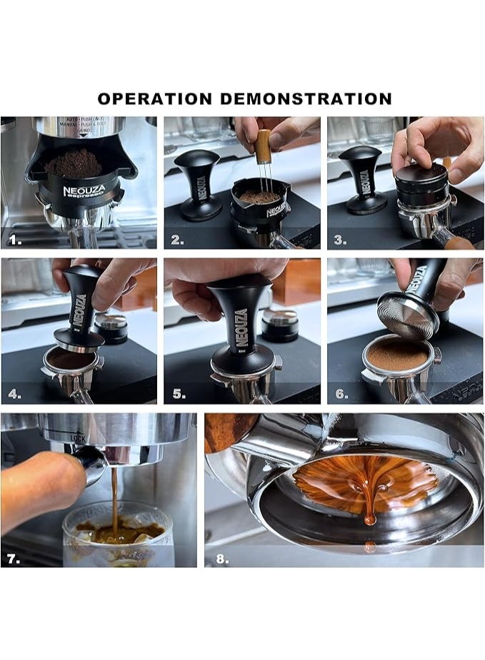 NEOUZA Espresso Tamper V2 Double Spring Calibrated for Coffee Machine, Pressure Deflection Filter, Refined Handle, Stainless Steel Corrugated Base (53.3mm) - Image 5