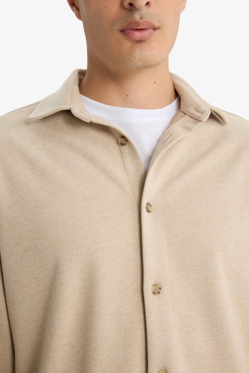 DeFacto Beige Man Regular Fit Long Sleeve Overshirt Casual - Image 5