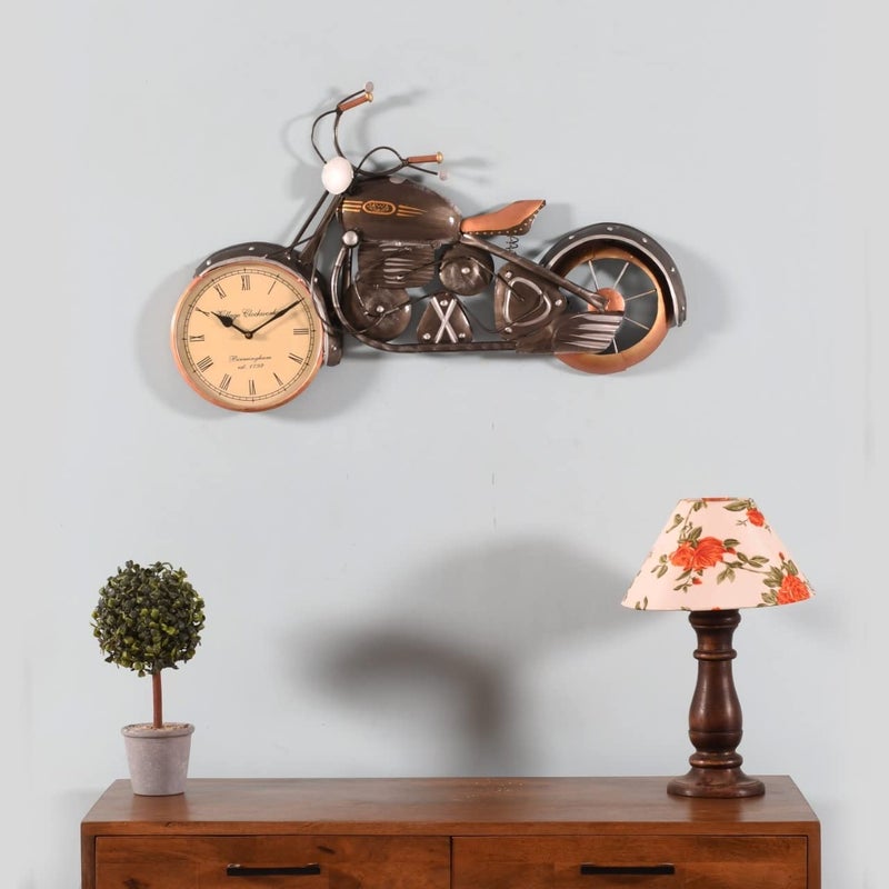 CRAFT TREE Golden Metal Jawa 8 Dial Bike Wall Clock Bike Wall Mount Clock for Living Room and Home DecorationWall Decor Clock Grey - Image 2