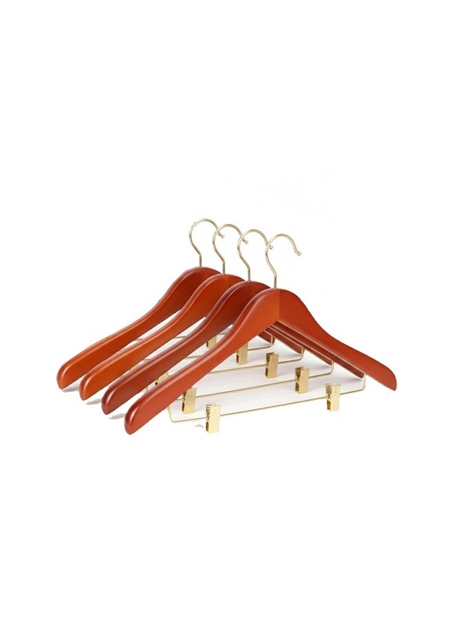 Pearl Coast Elevate Your Wardrobe: Luxury Wooden Suit Hangers (Pack of 4) - Image 1
