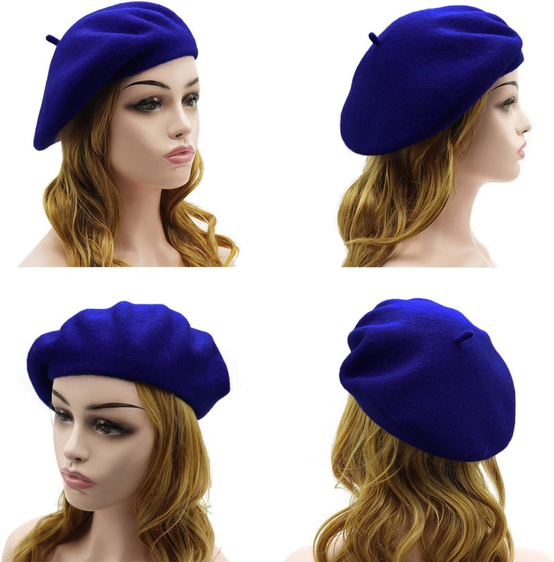 Wheebo Wool Beret Hat,Solid Color French Style Winter Warm Cap for Women Girls Lady - Image 3