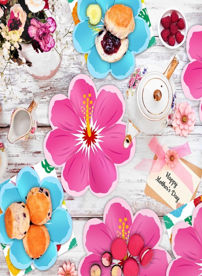 CHUNNIN 96 Pcs Hawaiian Luau Party Supplies Hawaiian Plates and Napkins Summer Hibiscus Theme Party Plates Floral Tropical Party Tableware Set Serves 24 Guests Hawaiian Beach Pool Birthday Party Decorations - Image 5