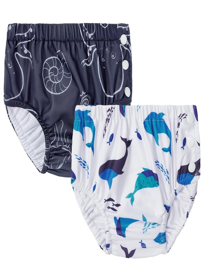 Durio 2Pcs Reusable Swim Diapers for Baby & Toddler (12-18 Months) - Washable Water Diapers - Essential Marine Life Design - Image 1